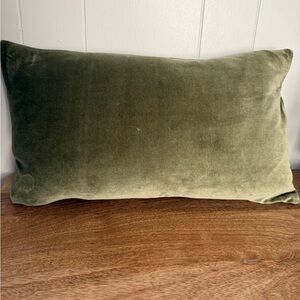 Quince Olive Green Velvet Lumbar Pillow Set of 2